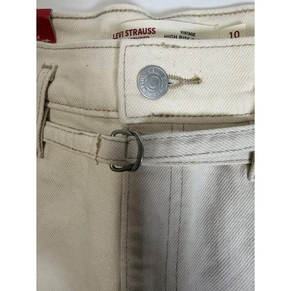 Levi Strauss Signature Shorts Kids 10 Cream NWT Vintage A-Line Belted High Rise